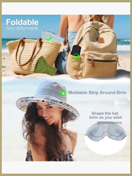100% Cotton Wide Brim Sun Hat Packable Foldable UPF 50+ Sun Protection main image 4